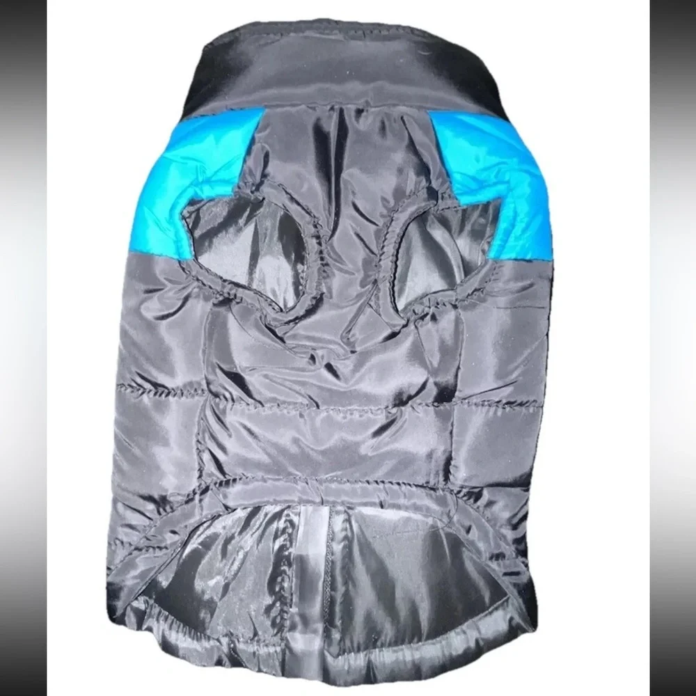 Puffer Dog Coat Black & Blue Medium NWOT